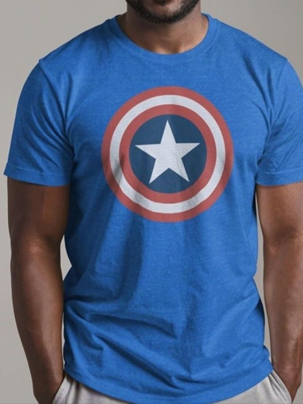 Marvel Blue Captain America Shield Short Sleeve T-Shirt